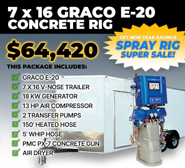 Sprayez concrete lifting rig, GRACO E-20, 7 x 16 concrete lifting rig, concrete leveling, slab lifting