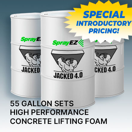 concrete lifting foam, slab jacking foam, 4.0 LB closed cell foam, SprayEZ spray equipment and coatings