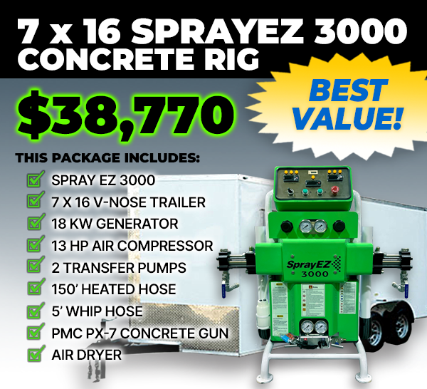 SPRAYEZ 3000 - 7x16 concrete lifting rig - SprayEZ - spray foam insulation equipment - spray foam insulation rigs