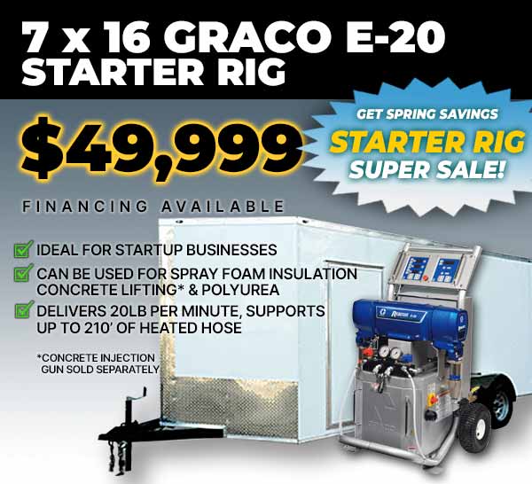 GRACO E20 - 7x16 spray foam insulation starter rig - SprayEZ - spray foam insulation equipment - spray foam insulation rigs