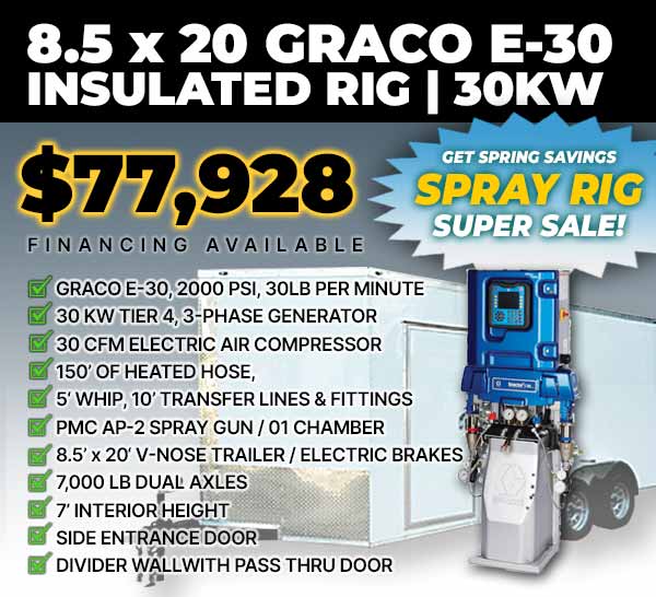 GRACO E-30 - 8.5x20 spray foam insulation starter rig - SprayEZ - spray foam insulation equipment - spray foam insulation rigs