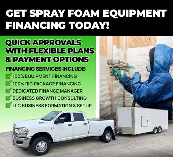 SprayEZ spray foam equipment financing. 100% financing for sprayfoam rigs or equipment.