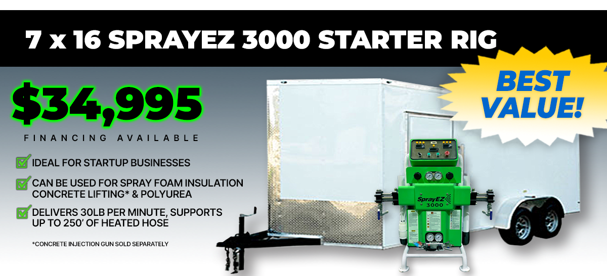 SPRAYEZ 3000 - 7x16 spray foam insulation starter rig - SprayEZ - spray foam insulation equipment - spray foam insulation rigs