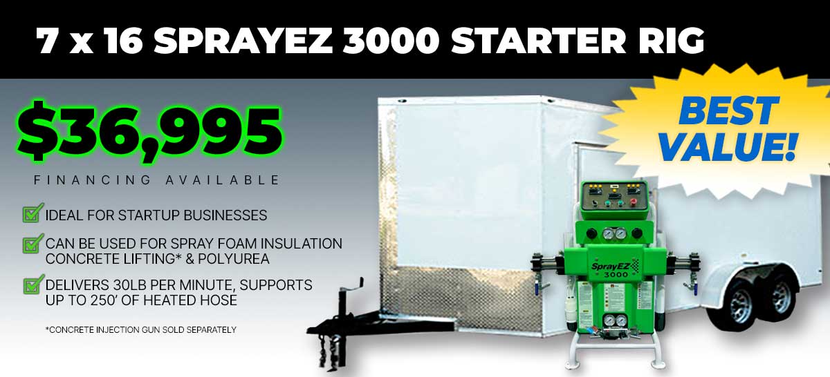 SPRAYEZ 3000 - 7x16 spray foam insulation starter rig - SprayEZ - spray foam insulation equipment - spray foam insulation rigs