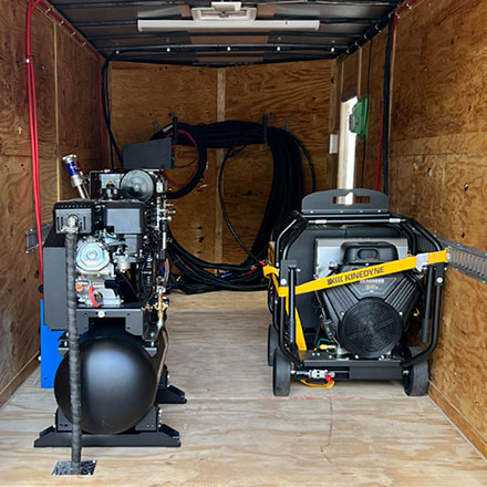 view of inside a trailer with equipment