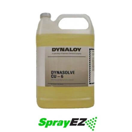 Gallon of Dynaloy Dynasolve CU-6 solvent with SprayEZ logo underneath.