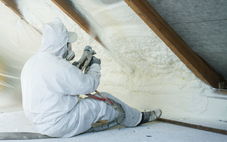 Spraying interior attic